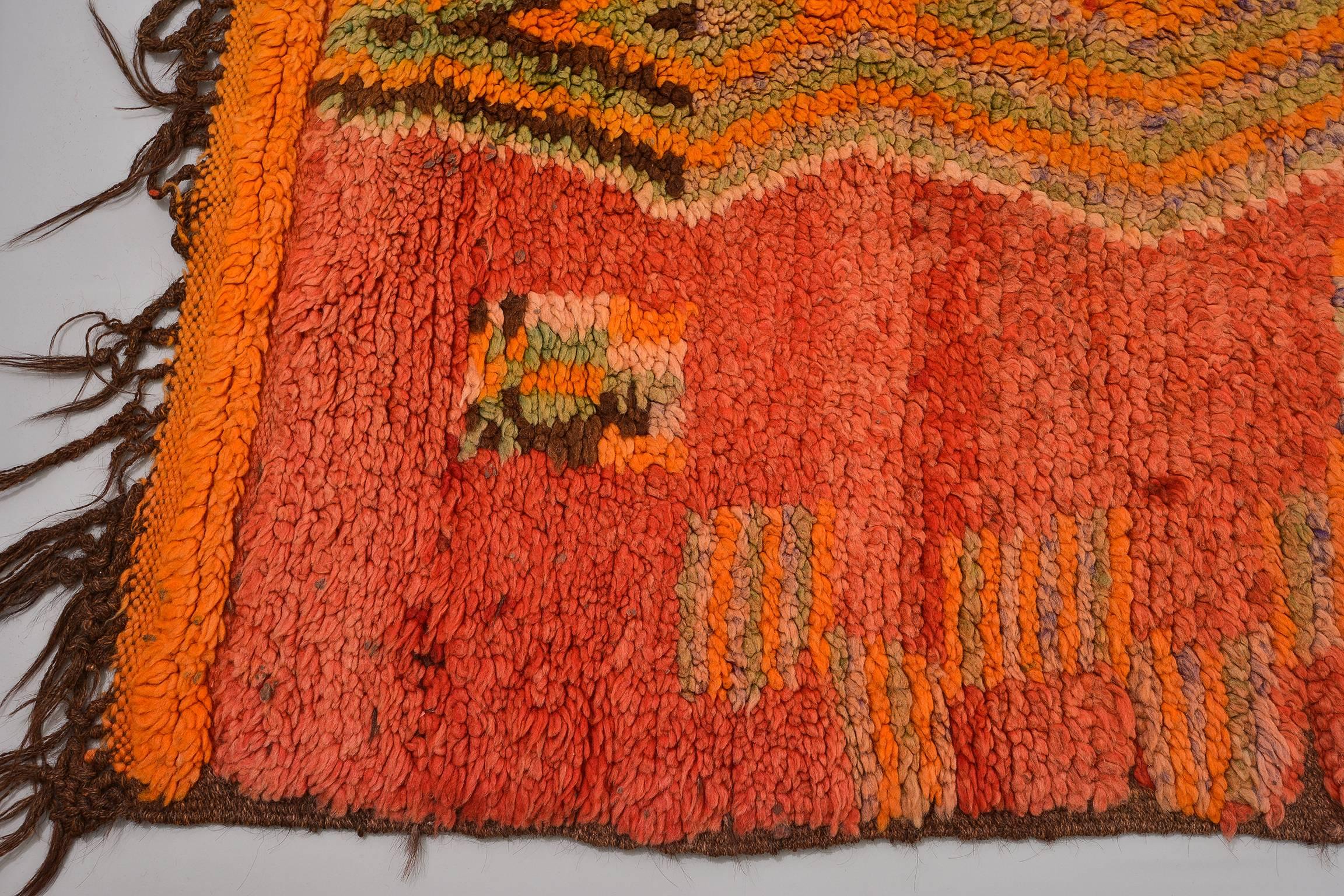 Wool Vintage Unusual REHAMNA Moroccan Carpet For Sale