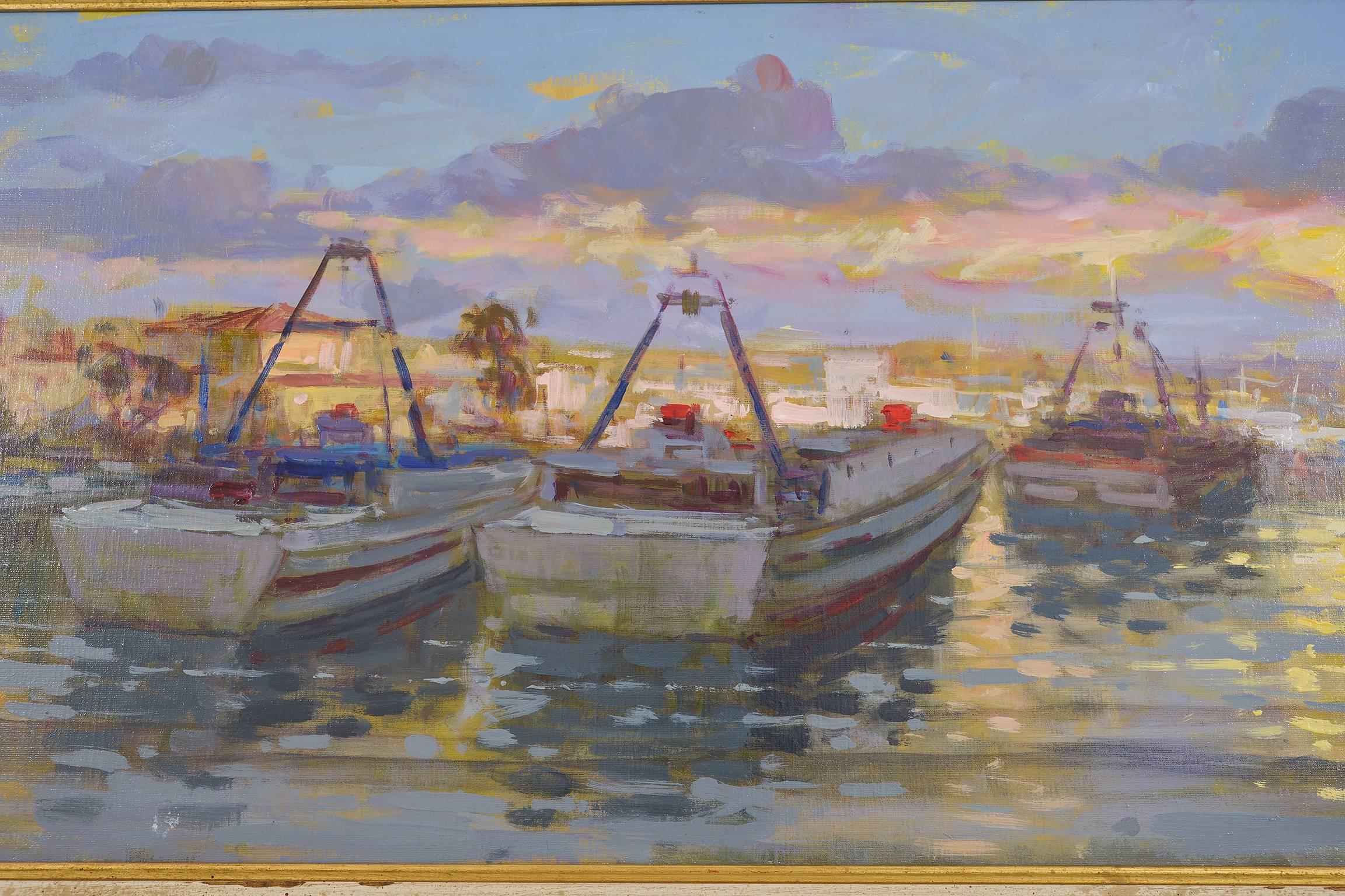 20ième siècle Italien  Mer  Peinture 