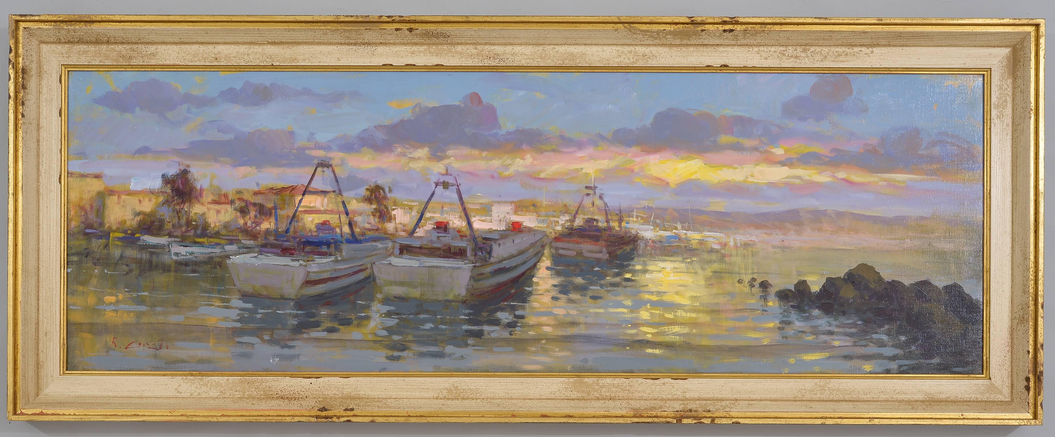 Naples sea in a magic painting signed by Renato Criscuolo, the famous painter born and living in that town.
- O/6526.