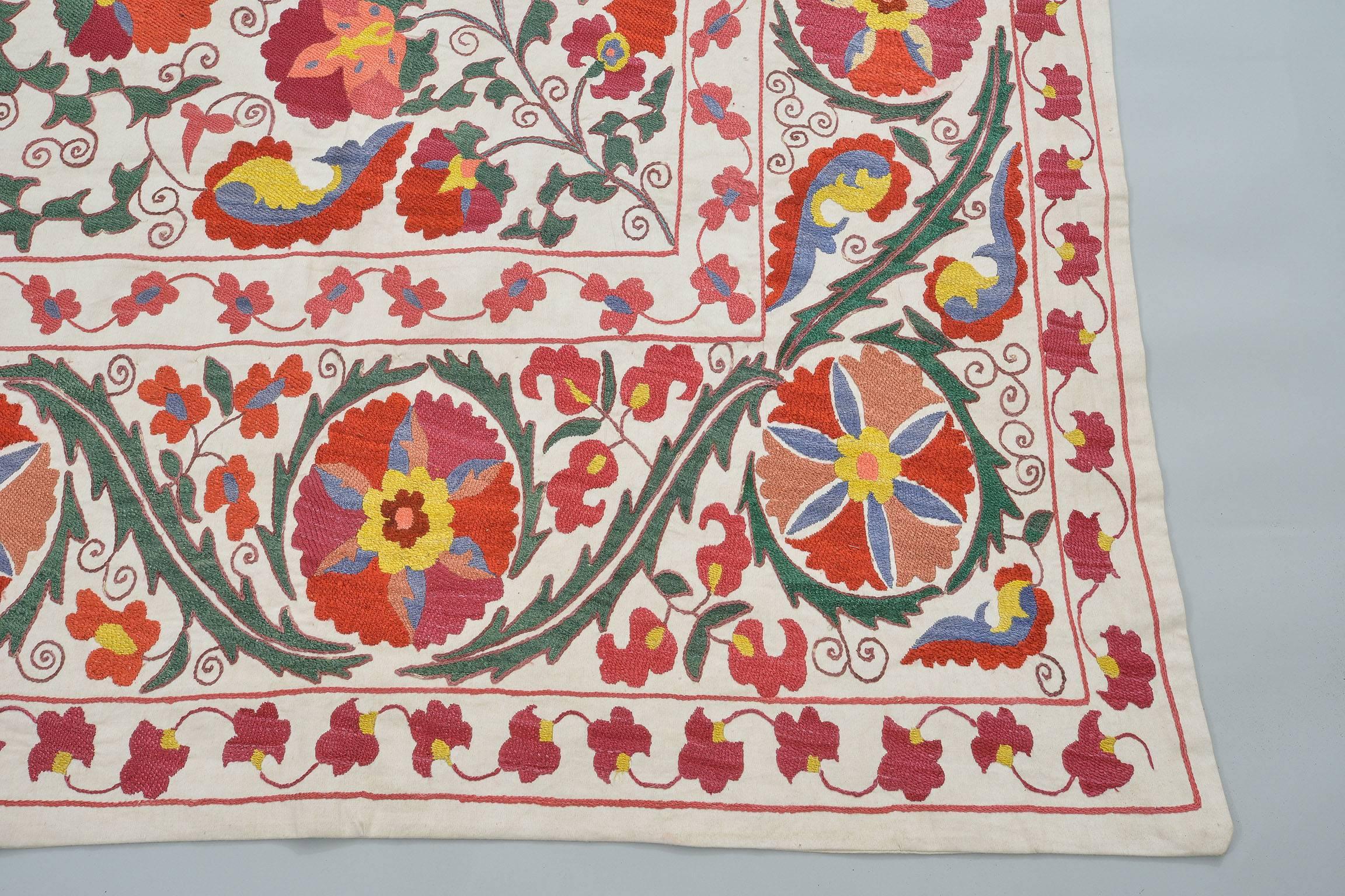 Folk Art Susani Embroidery, Wall Hanging or Bed Cover or Table Cover For Sale