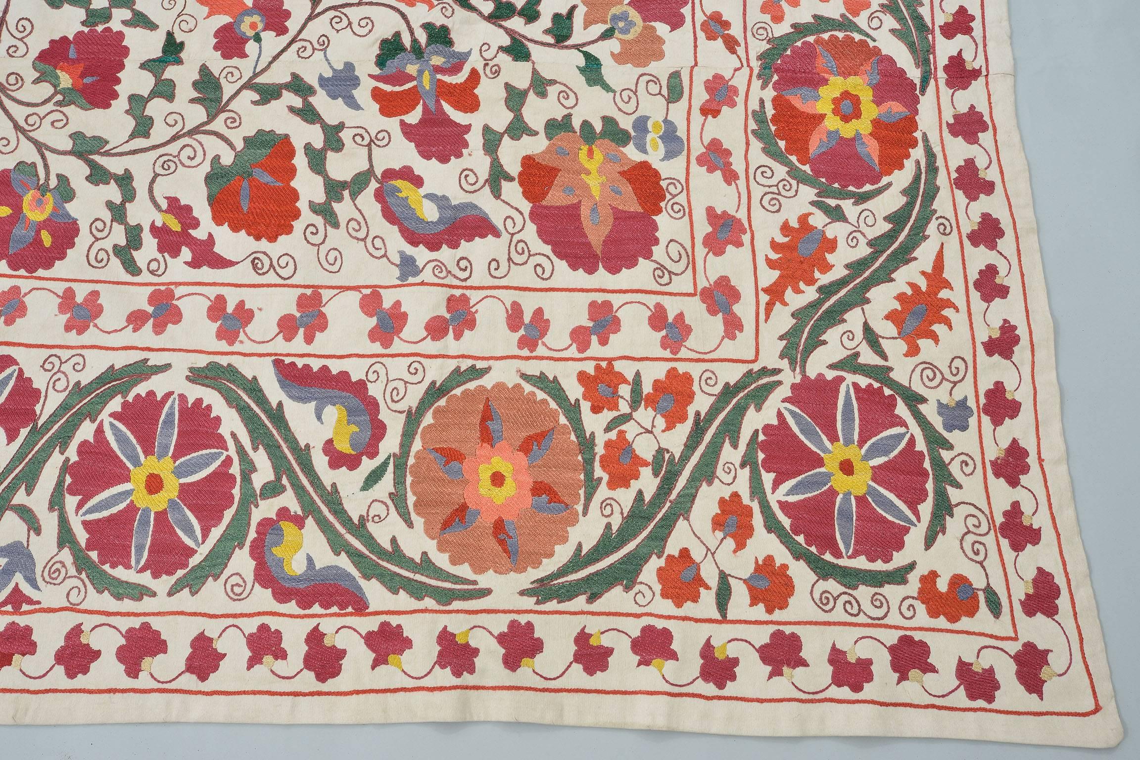 Turkmen Susani Embroidery, Wall Hanging or Bed Cover or Table Cover For Sale