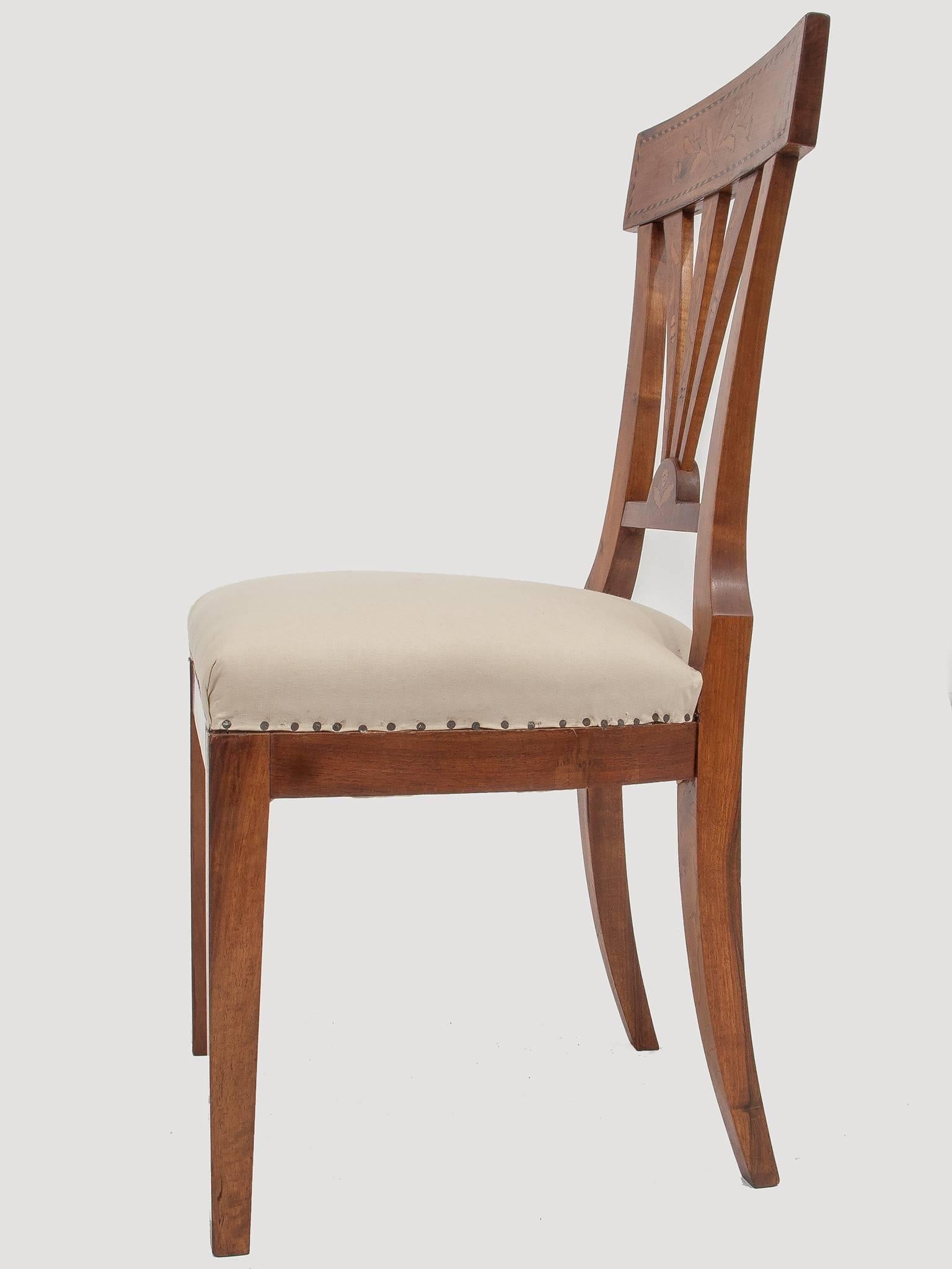19th Century Set of Elegant and Inlaid Austrian Biedermeier Chairs
