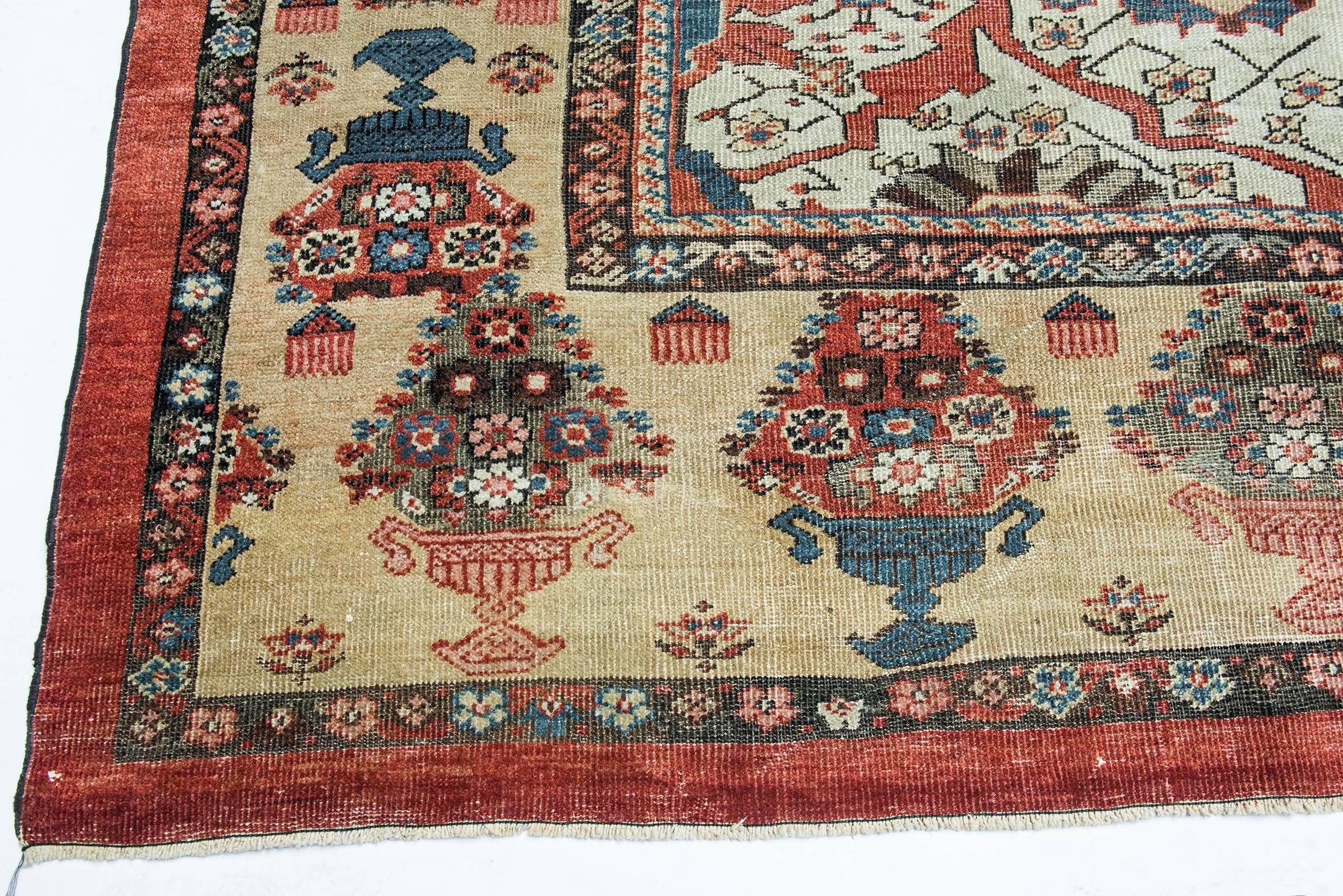 Hand-Knotted  Square Antique Oriental Rug from Private Collection For Sale