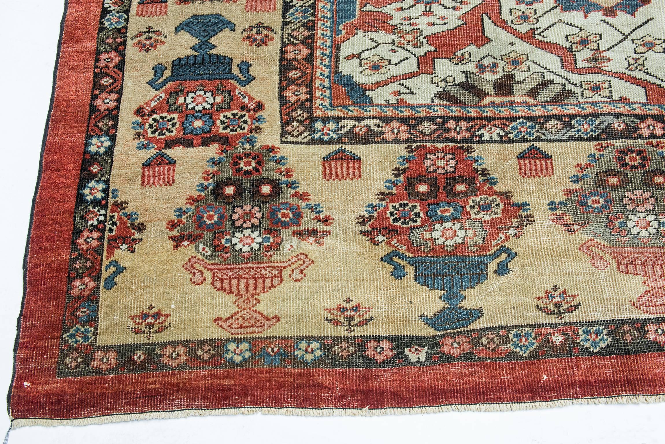Hand-Knotted Square Antique Oriental Rug Unique Specimen from Private Collection For Sale