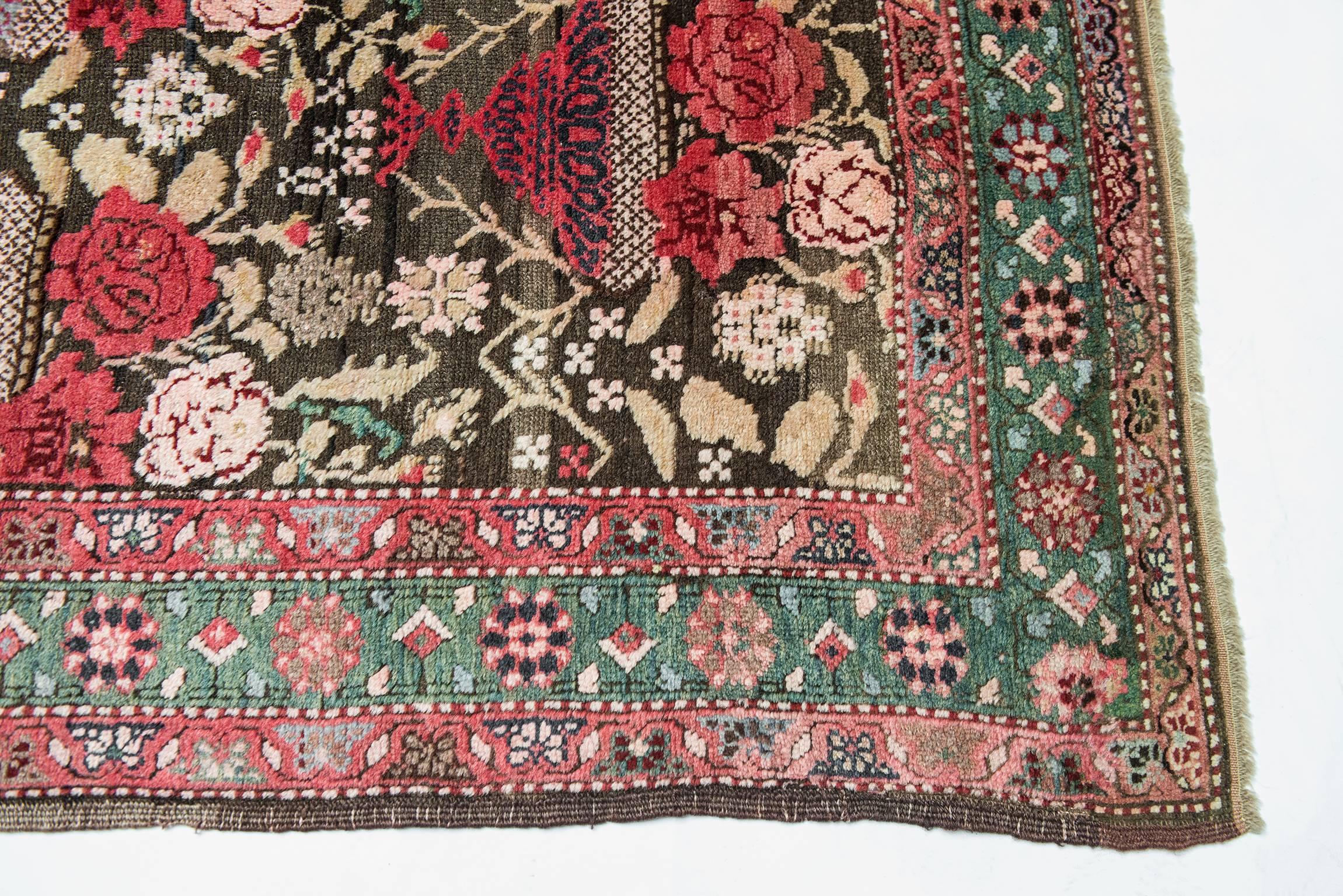 Antique Karabagh Collectible Rug, Full of Bouquets of Roses For Sale 1
