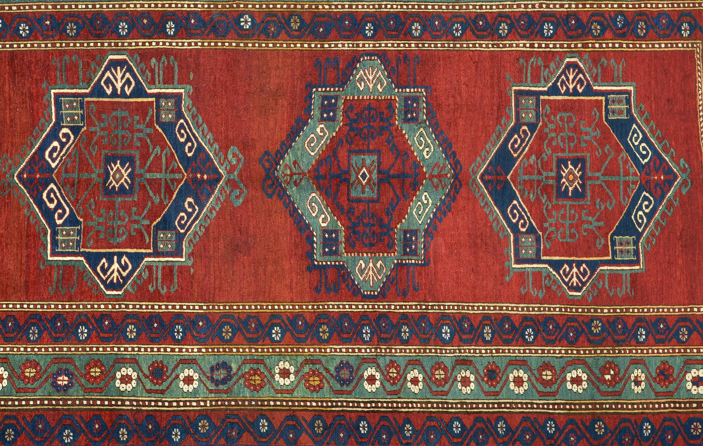19th Century Antique Caucasian  KAZAK Rug with Original Colors For Sale