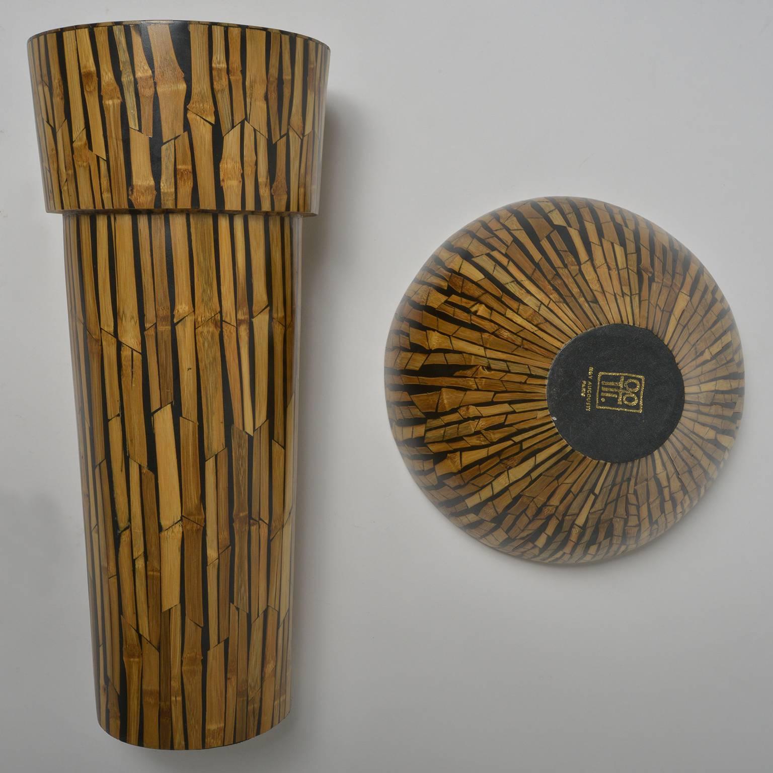 Modern Set Bamboo Vase and Bowl R & Y Augusti For Sale