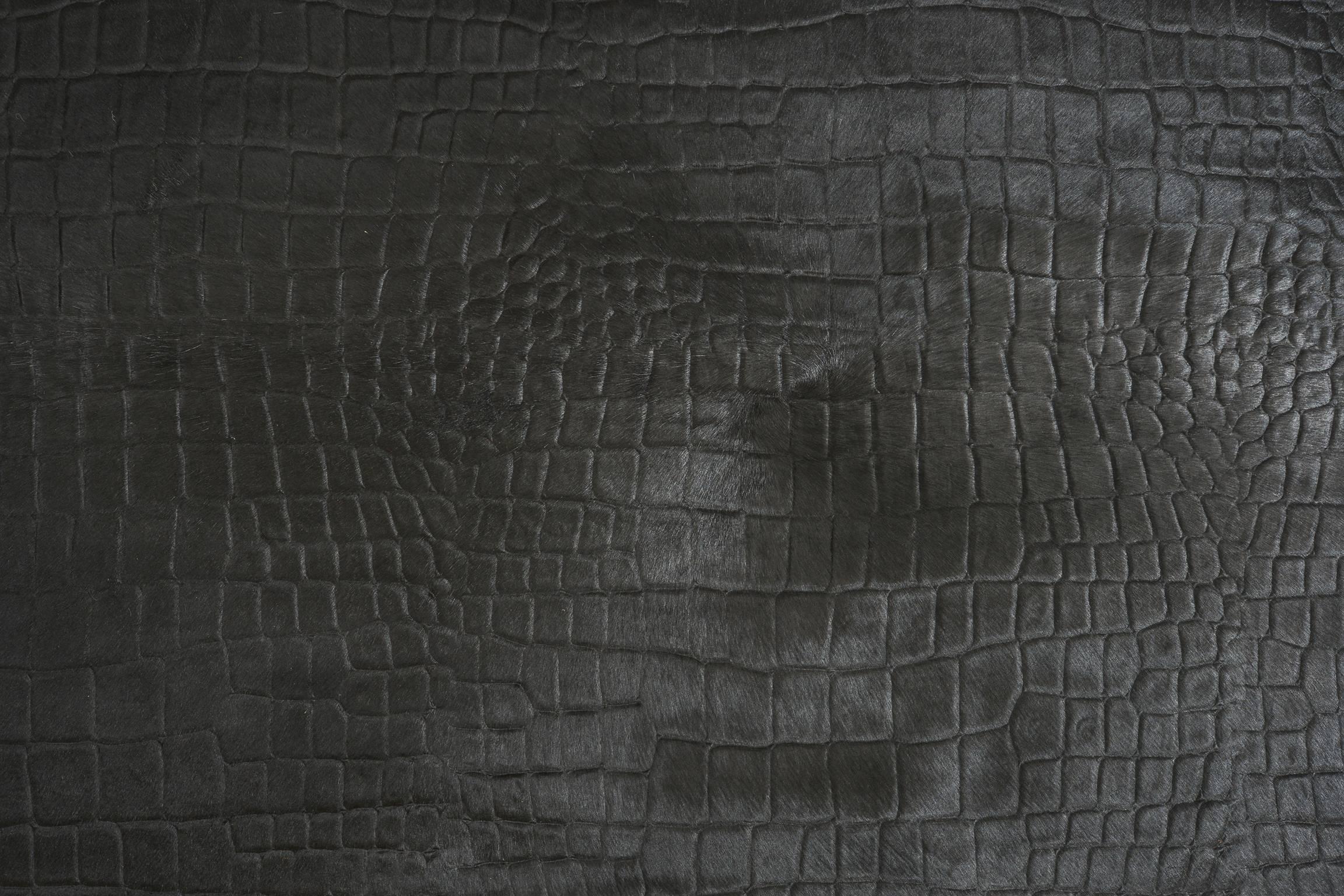 Unusual cowhide rug! Black and crocodile printed from Brazil. Not undulating edge, therefore perfectly adhering to the floor.
nr. 1289 -
