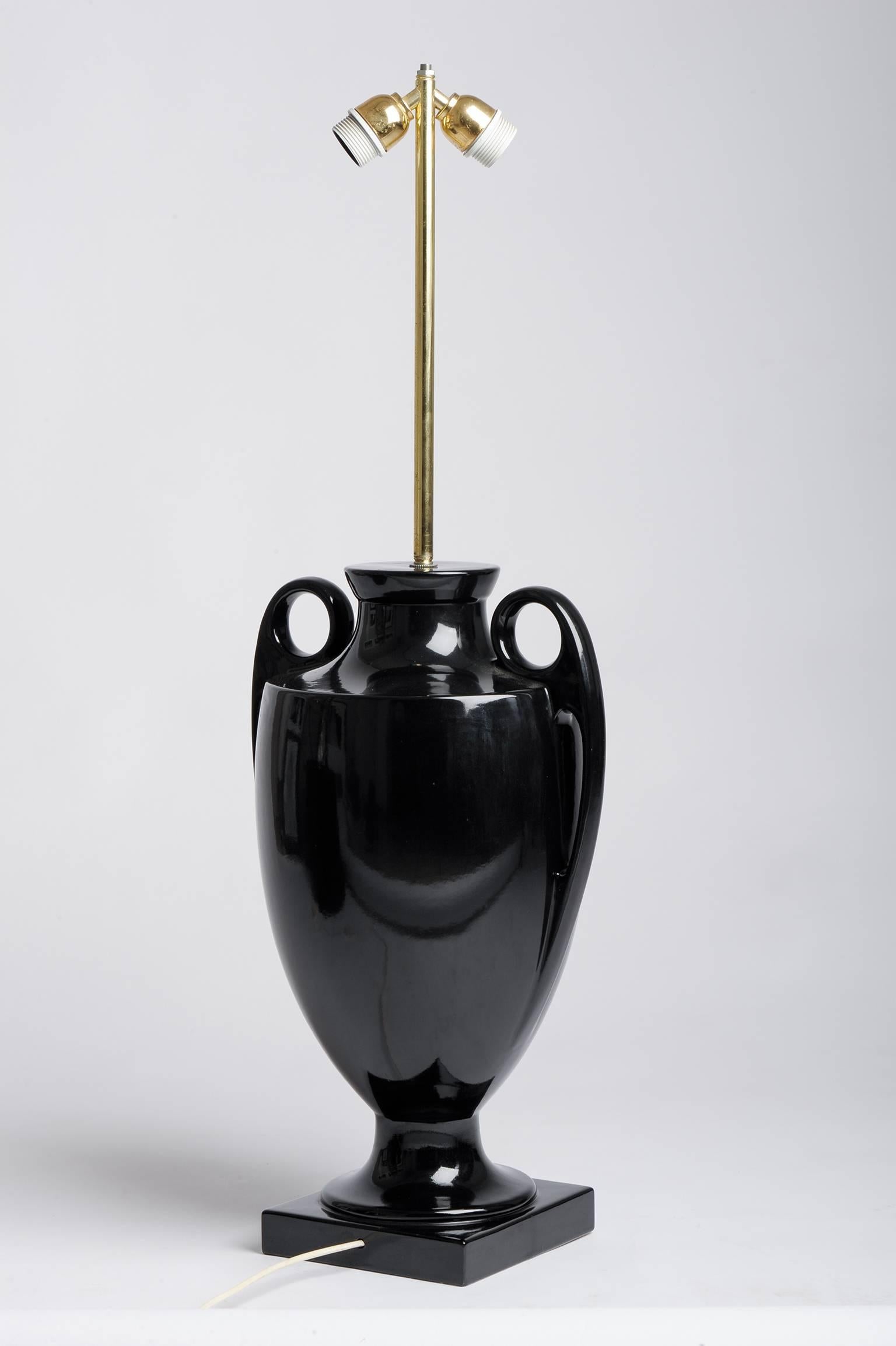 Enameled Italian Design Vintage Black High Table Lamp