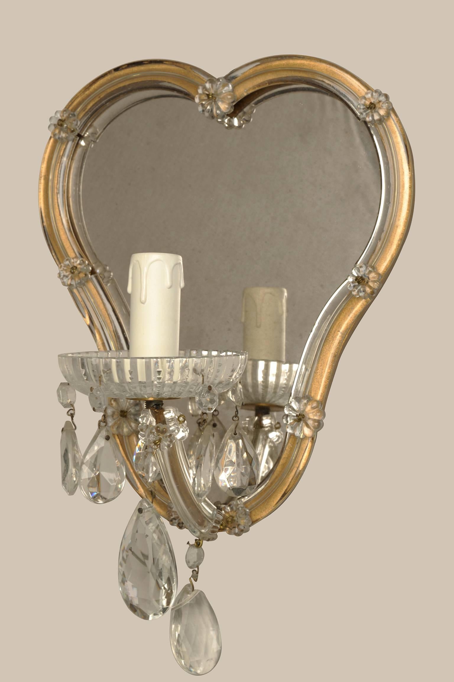  Vintage Murano Crystal Mirrored Sconces, Divisible In Excellent Condition For Sale In Alessandria, Piemonte
