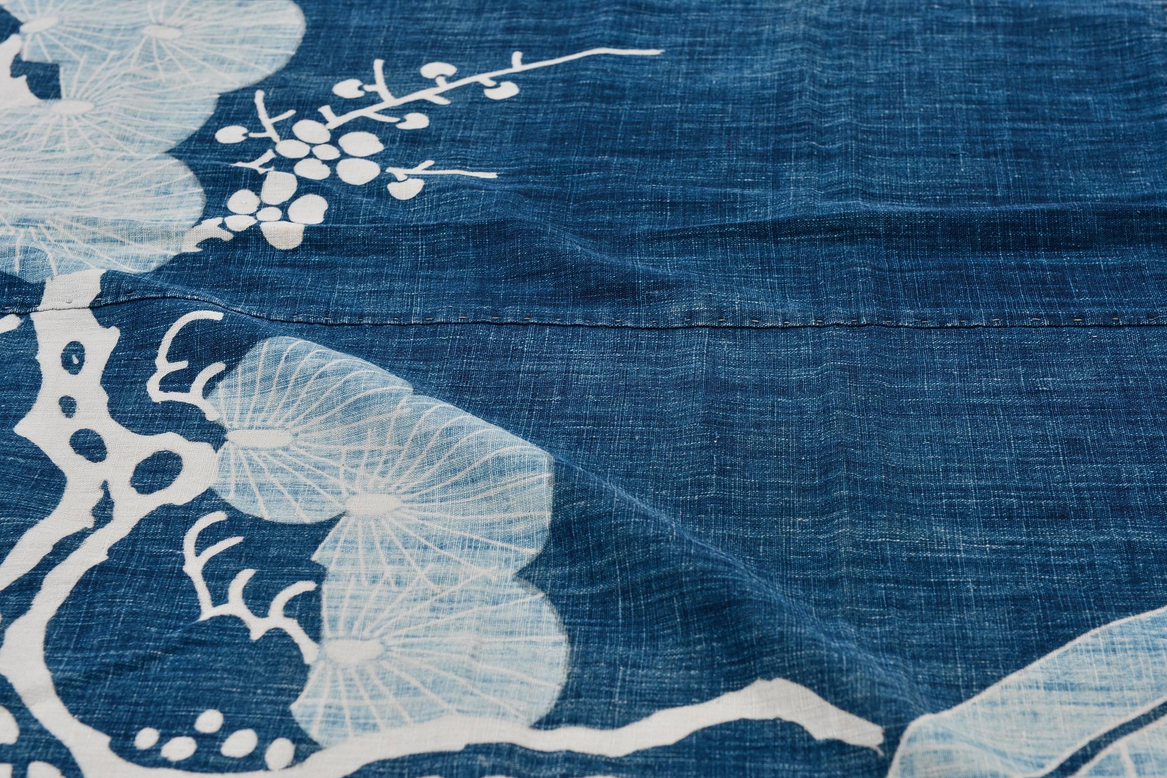 20th Century Antique Rare Japanese Indigo Boro Futon Cover or Wall Decoration