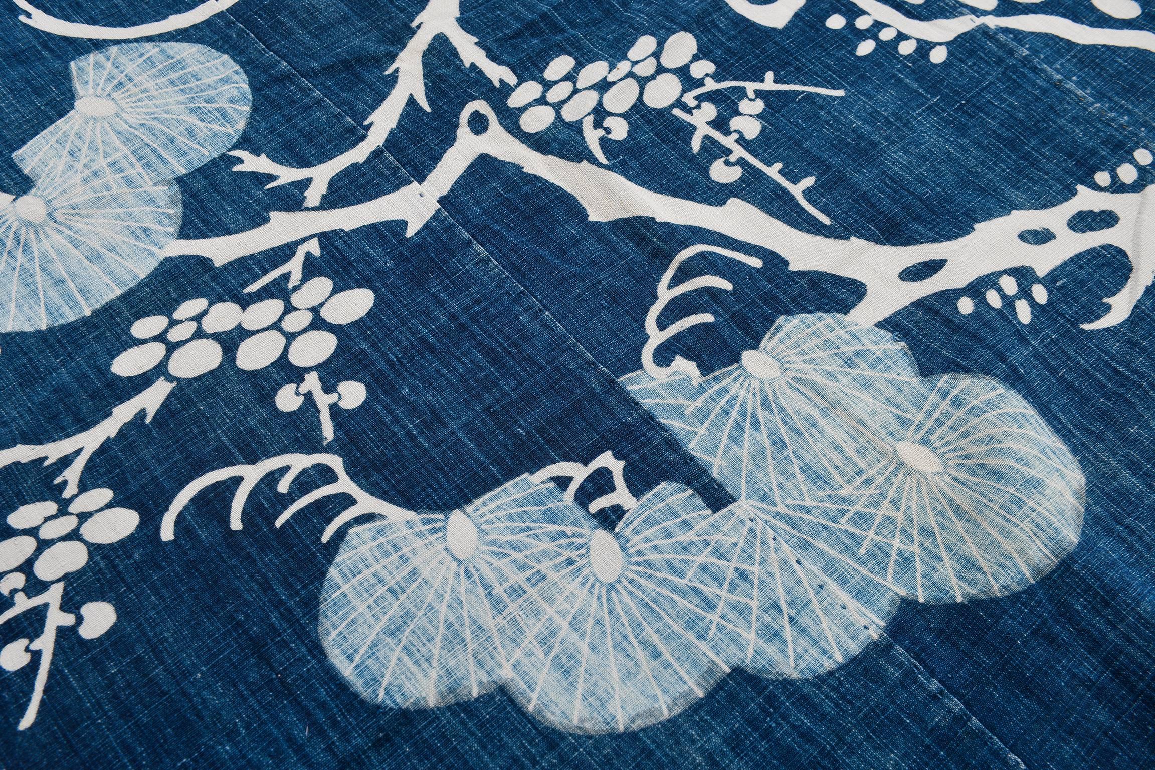 Hand-Woven Antique Rare Japanese Indigo Boro Futon Cover or Wall Decoration