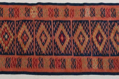 Old Kilim Turkish Runner, Wool, Aisle or Bedbottom Use, Turkey, 1950