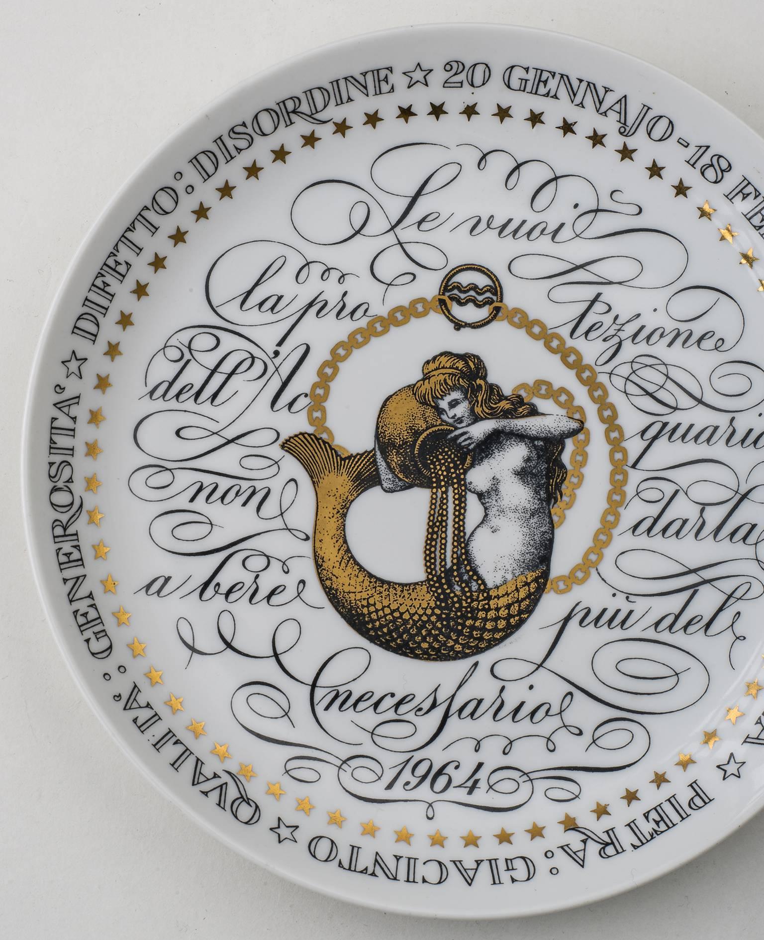 Italian Vintage Fornasetti Zodiac Dish Acquarium, 1964