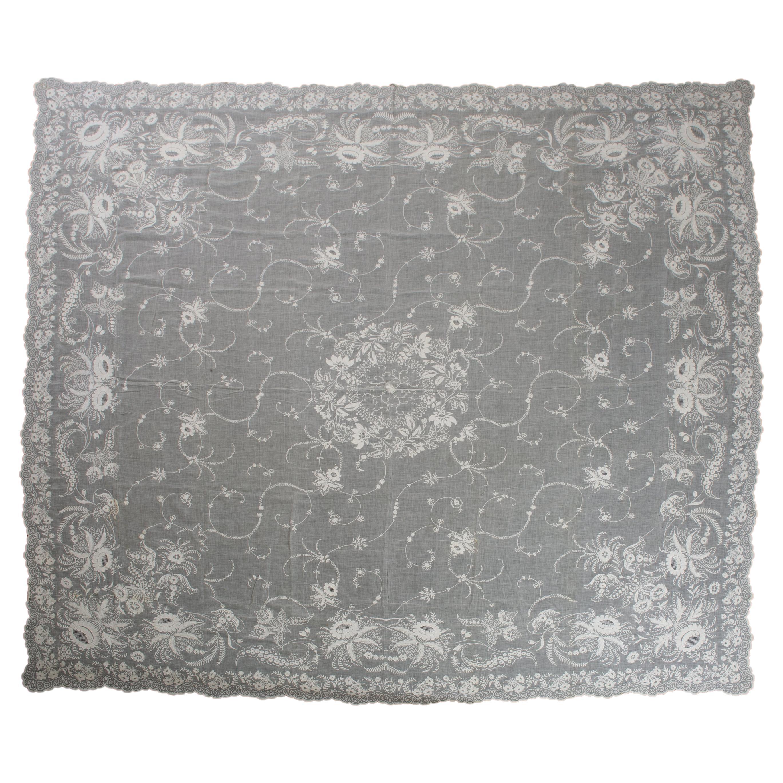 Rare Bed Cover or Tablecloth in Corneline Tissue