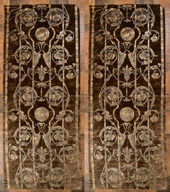  Gold und Silber bedruckt Samt Paar Panels für Vorhänge mit Kissen