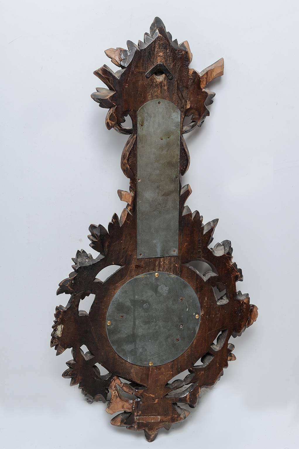 Old German barometer with thermometer from the Black Forest, with beautiful carved roses, like a wall sculpture,
Named Moller & Sander - Altona - Hamburg - It cannot be sold in USA because mercury is forbidden in the USA, but all barometers have a