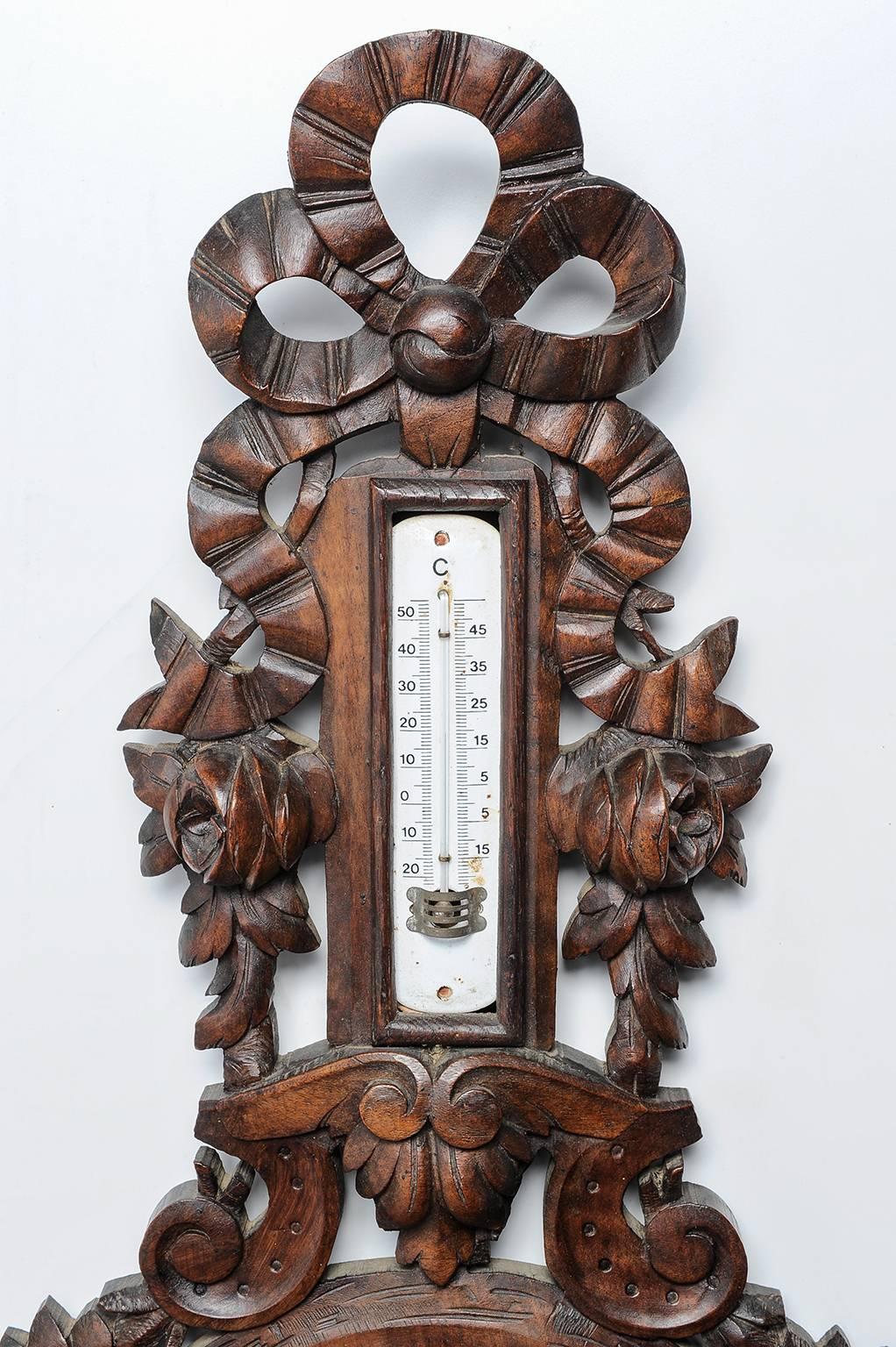 Carved Old French Barometer with Love Knot For Sale