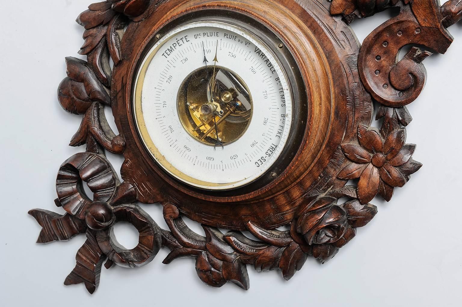 Arts and Crafts Old French Barometer with Love Knot For Sale