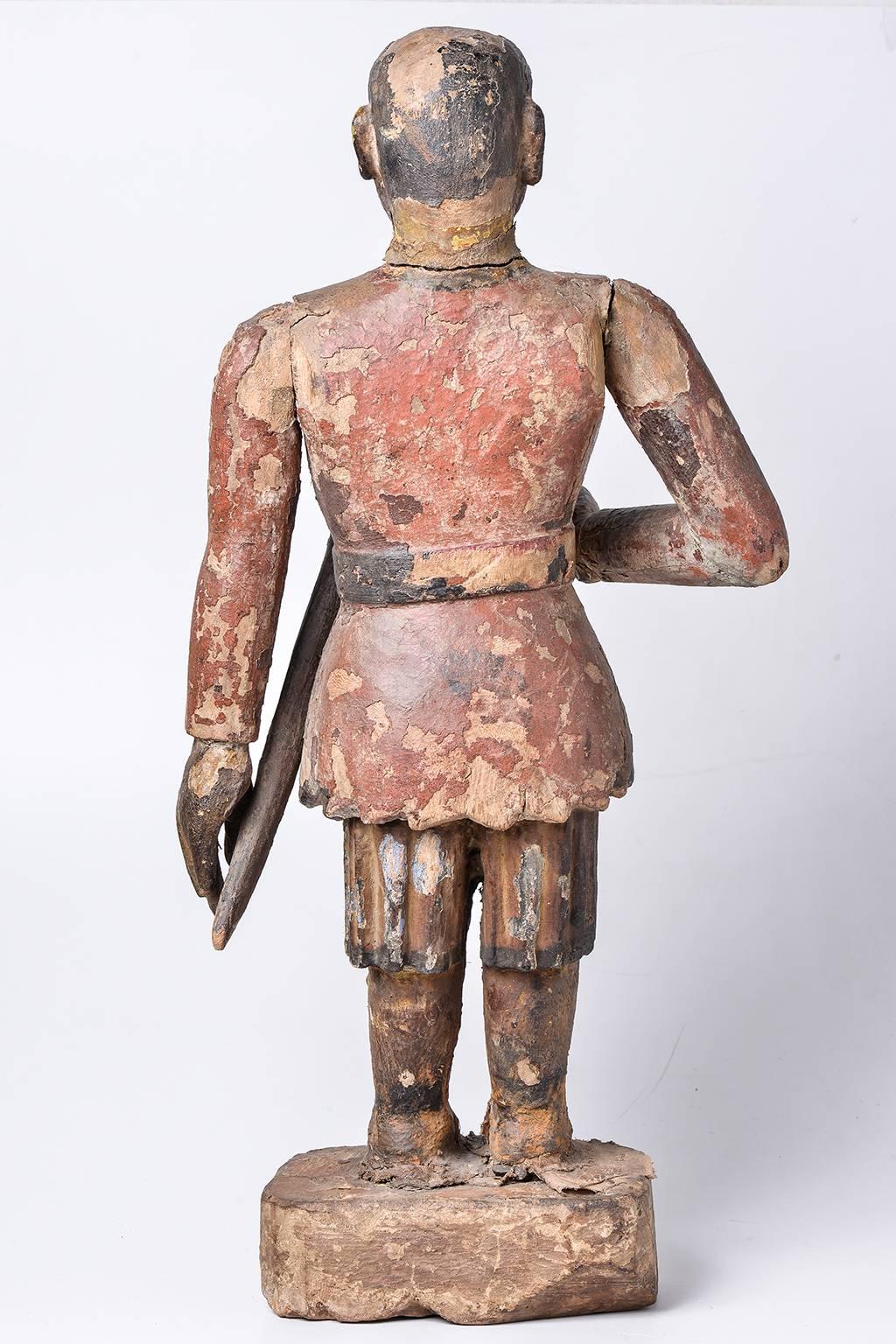 Impressive antique Indian warrior, from Gujarat. ( N. 811.)
Gujarat o Gujrat, antique town in Indian (now Pakistan) region of Punjab. It was an important strategic node and was under Mogul domain for 3 centuries. In 1765 conquered by Sikh;  in 1849