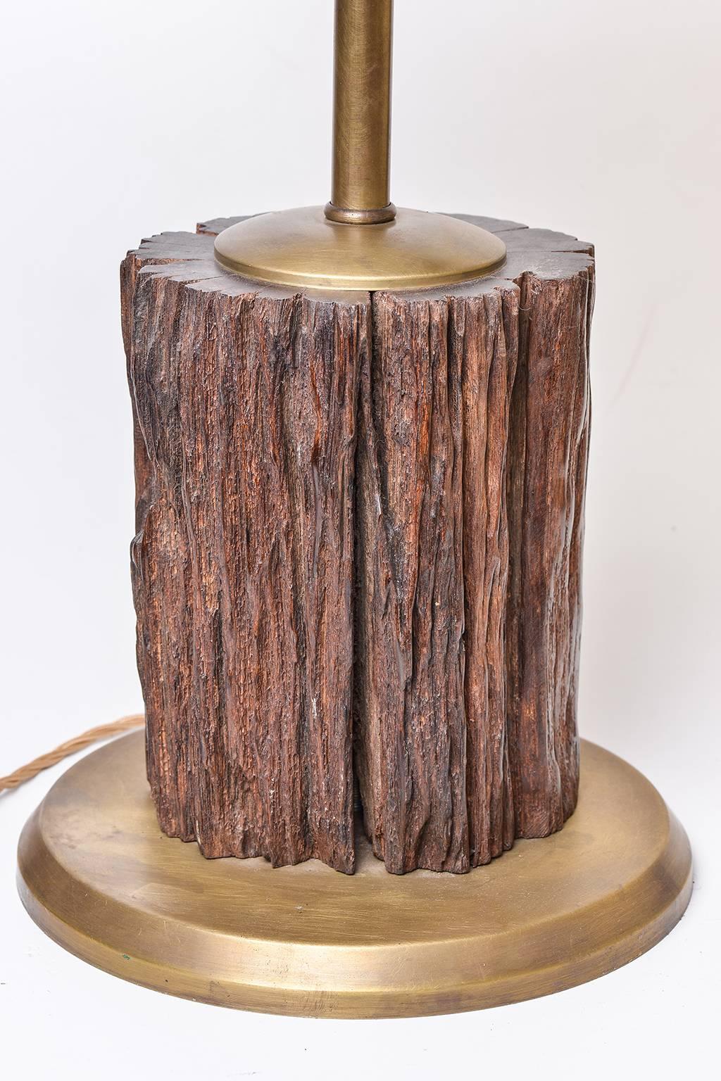 Malaysian   Table Lamps with Wood Sculpture for a Mountain Home For Sale