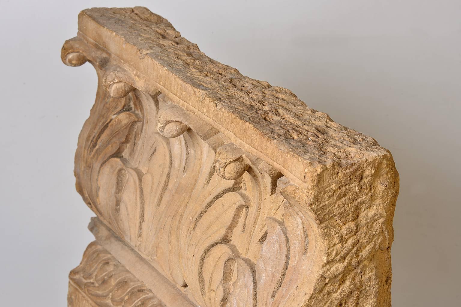 M/391 -  Charming antique stone architectural Mogul element, for Wall Decoration or base for unusual little table with plexi elements and glass -
 Interesting price because I'm  closing activities .