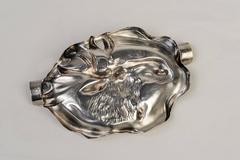 Unusual Danish Silver Ashtray or Pencil Holder with Elk