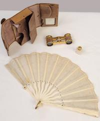 Antique Belle Époque Theatre Set with Binoculars, Fan & Mirror, 1880