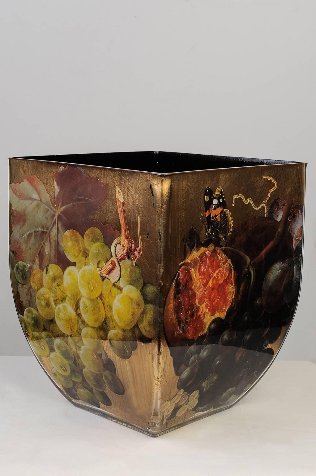 Baroque  Gold-Foiled Venetian Glass Vase or Centerpiece 