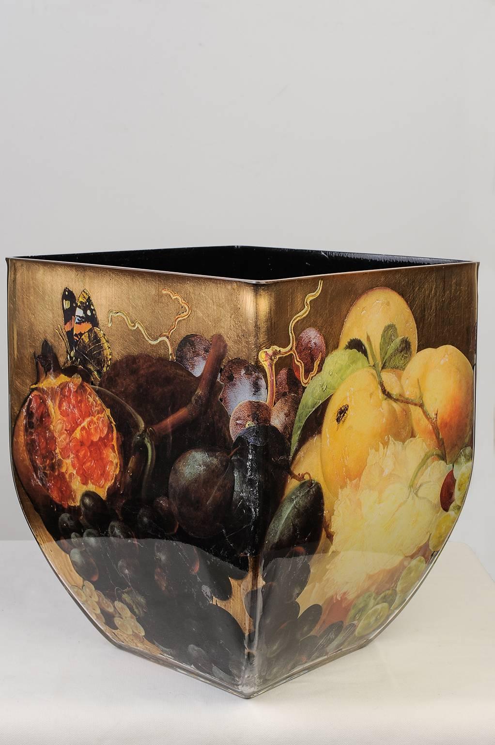  Gold-Foiled Venetian Glass Vase or Centerpiece  In Excellent Condition In Alessandria, Piemonte