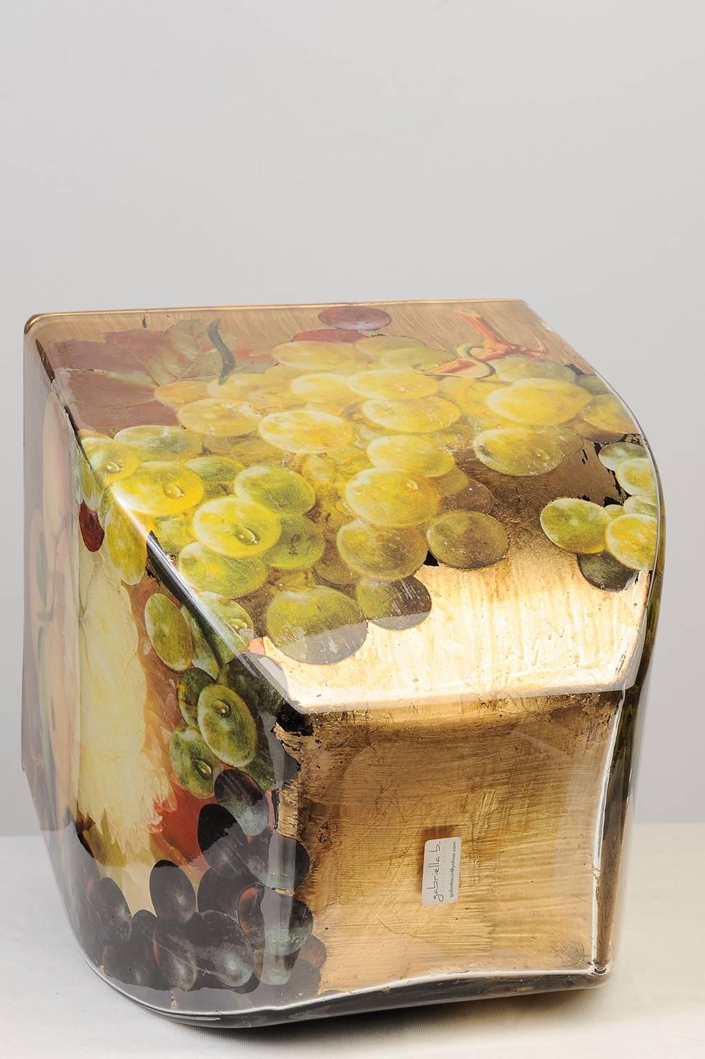 Acrylic  Gold-Foiled Venetian Glass Vase or Centerpiece 
