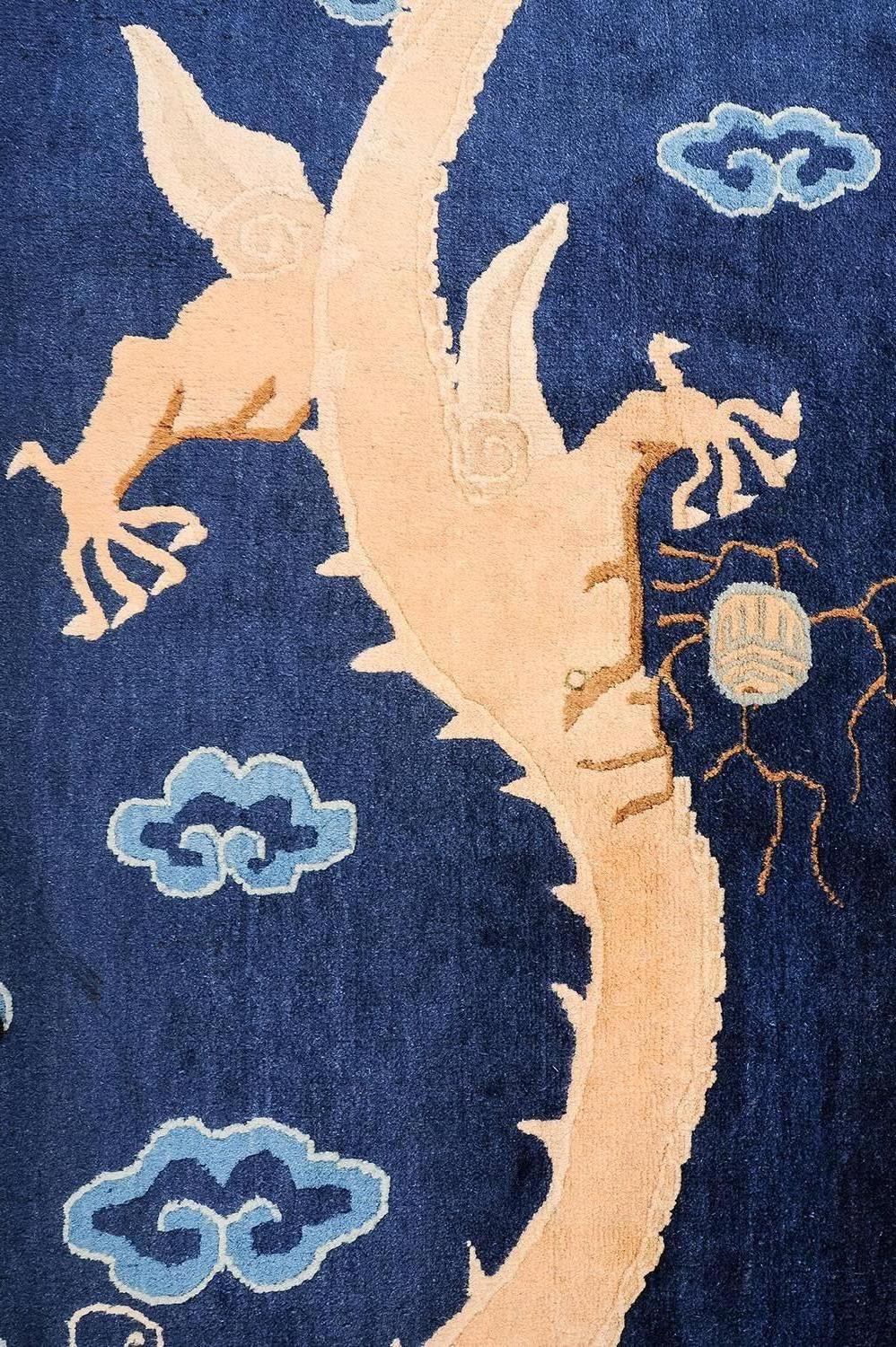 Magic Chinese Carpet with Dragon and Phoenix, from Private Collection In Excellent Condition In Alessandria, Piemonte