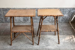 Striped Bamboo Vintage Side Tables