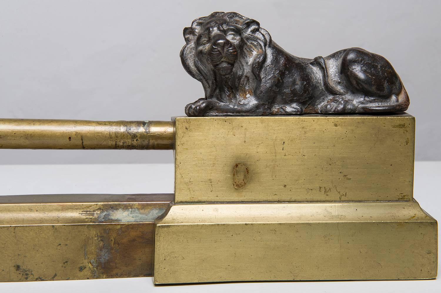 Antique French fireplace fender with bronze lions: simple and elegant in front of the fireplace.
O/4757.