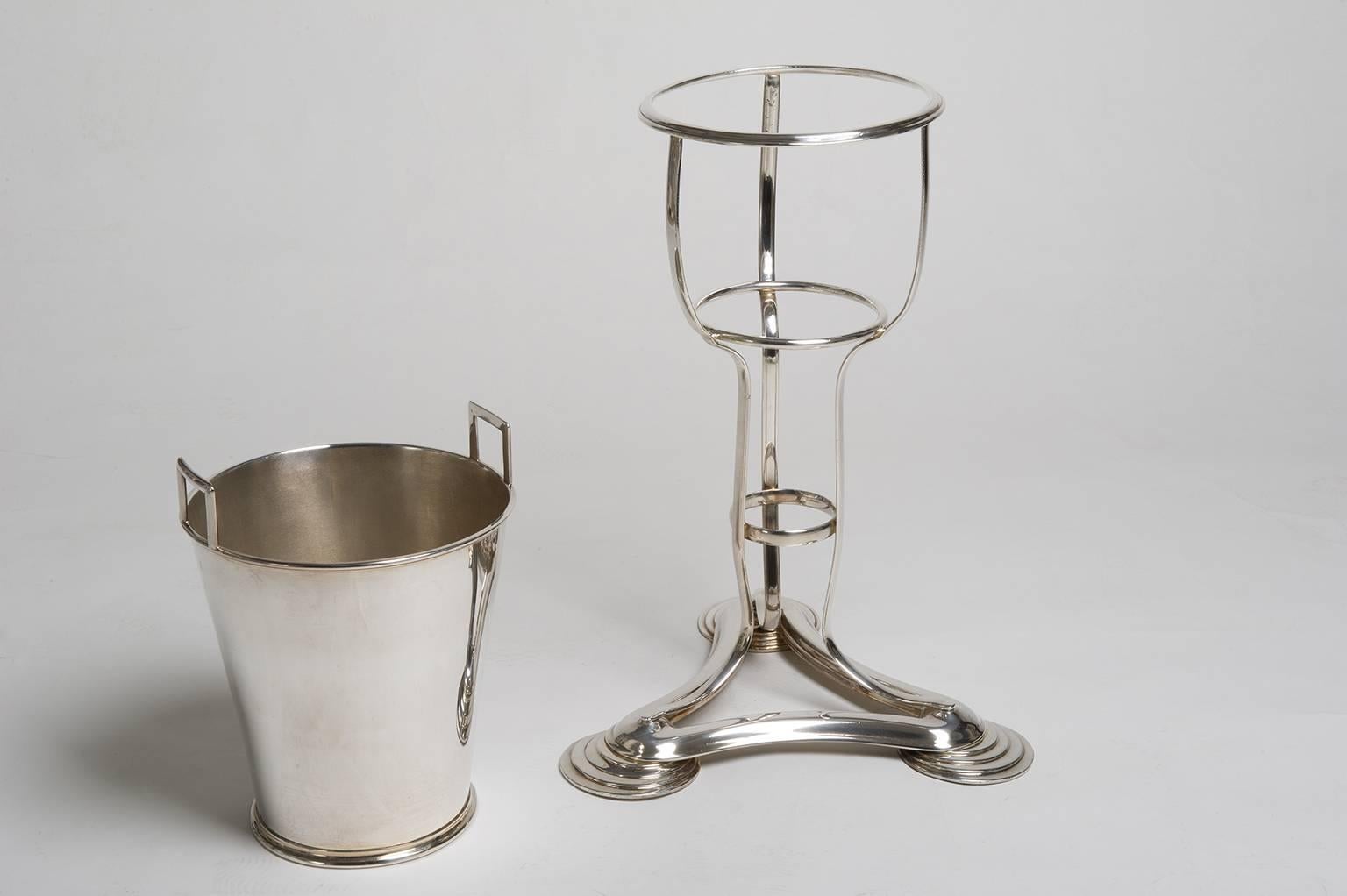 English Déco Silver Plate Wine or Champagne Coolers, also as Ice Bucket -  Rare Pair !