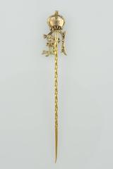 Golden Hat-pin with little Brilliants and Crown