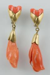 Organic Modern Coral and Pearl Earrings by Alessio Sorrentino, 1988