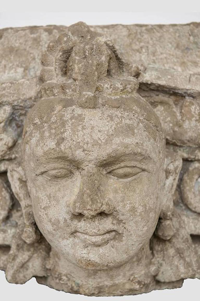 Carved  Museal Stone Gandhara Large Sculpture For Sale
