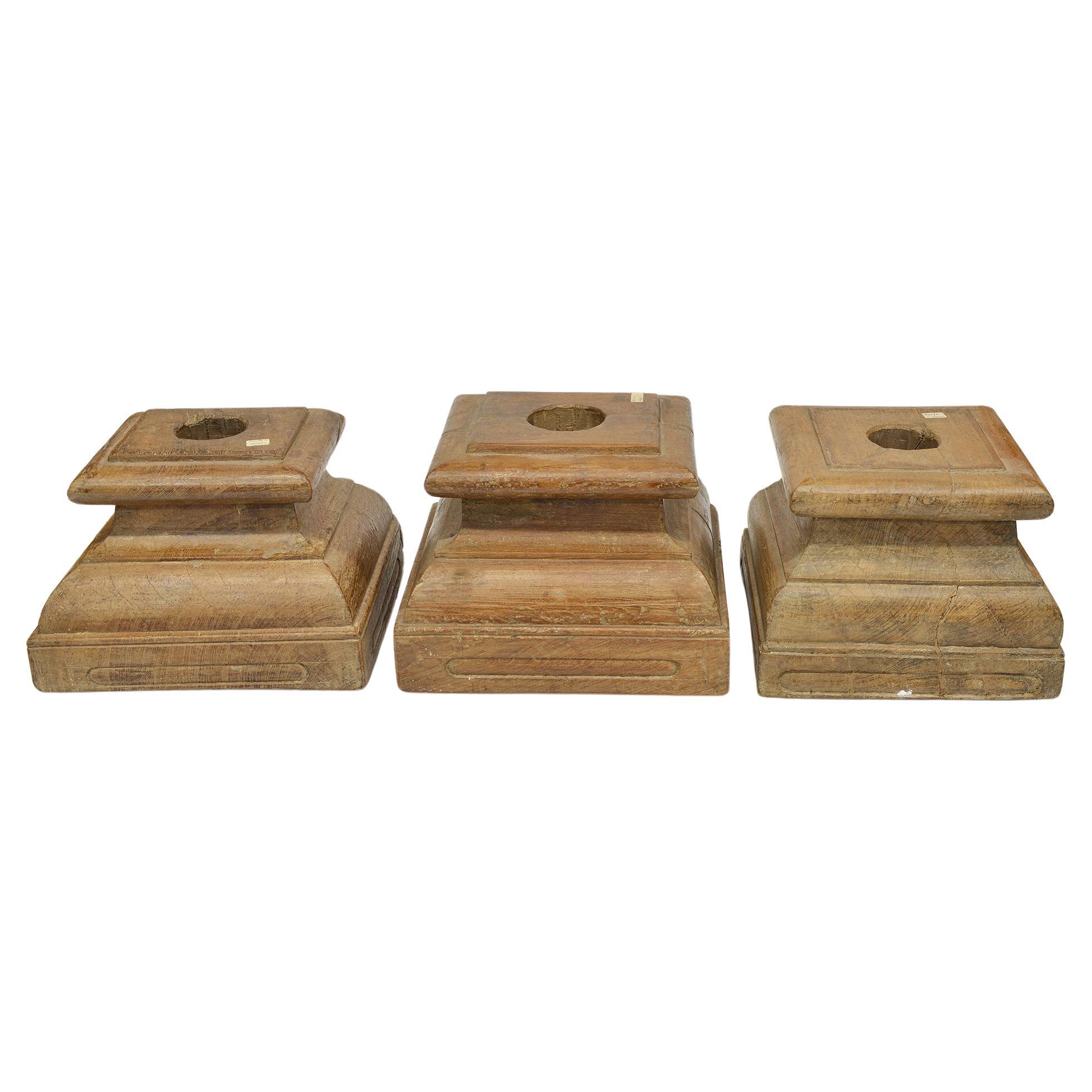 Three Ancient Wooden Capitols For Sale