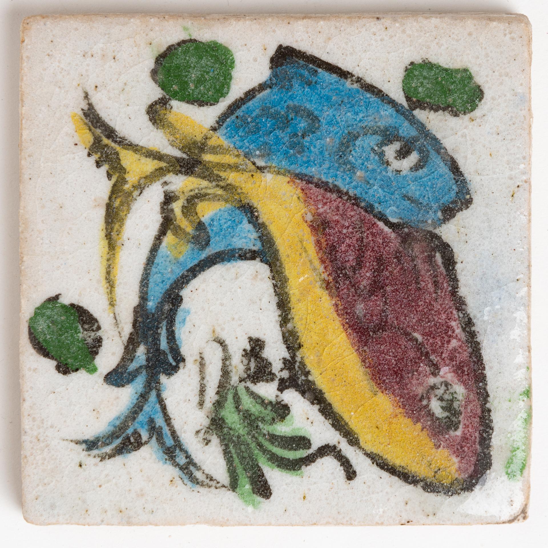 Kleine Fische Handbemalte Keramikfliesen (Zentralasiatisch) im Angebot