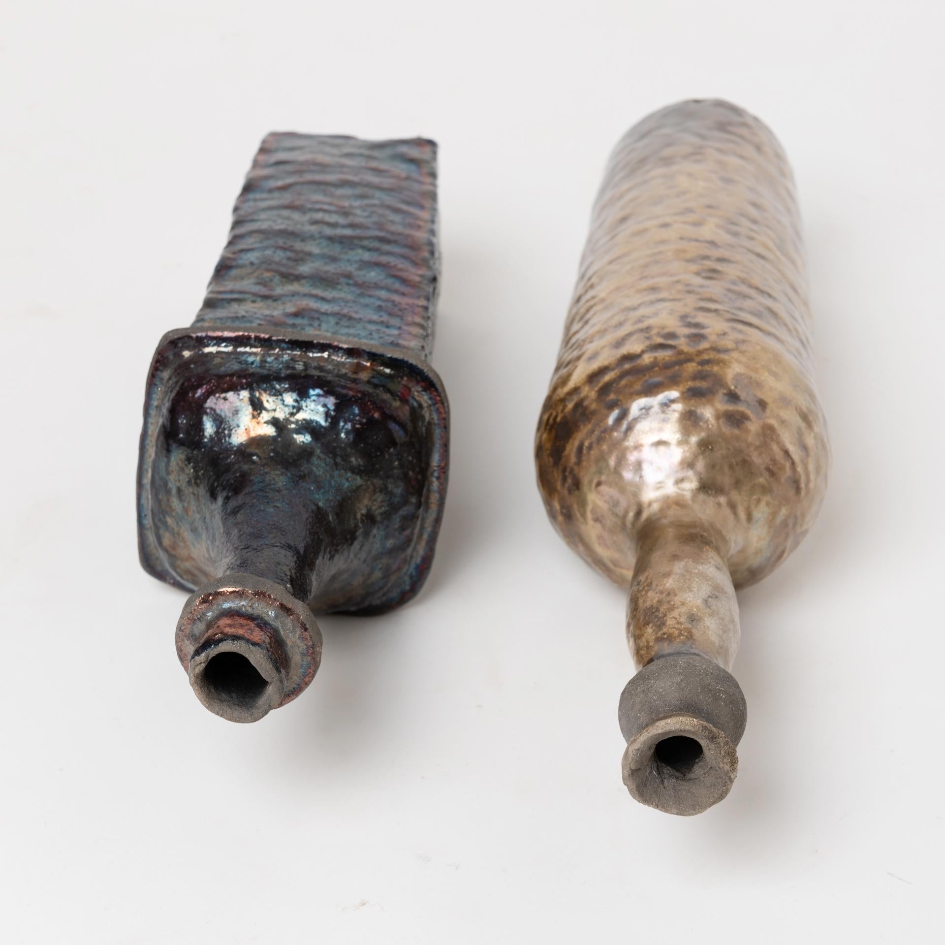 Effet bronze Bouteilles en céramique Raku en vente