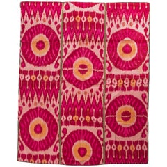 Antique Old Silk Bokara Ikat Wall Hanging