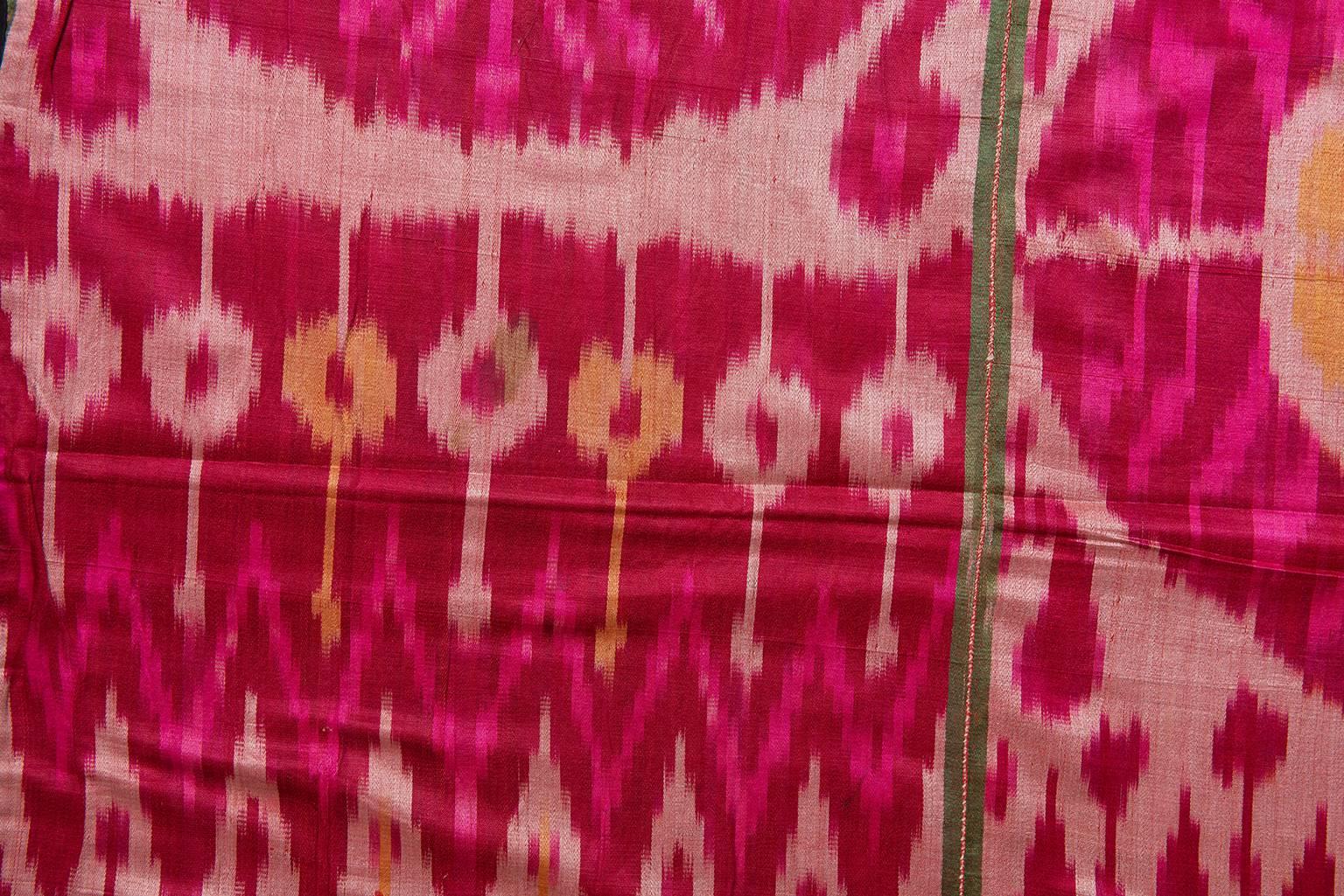 Hand-Woven Old Silk Bokara Ikat Wall Hanging