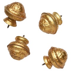 Four Leightweight Brass Rosebud Knobs for Coat Racks