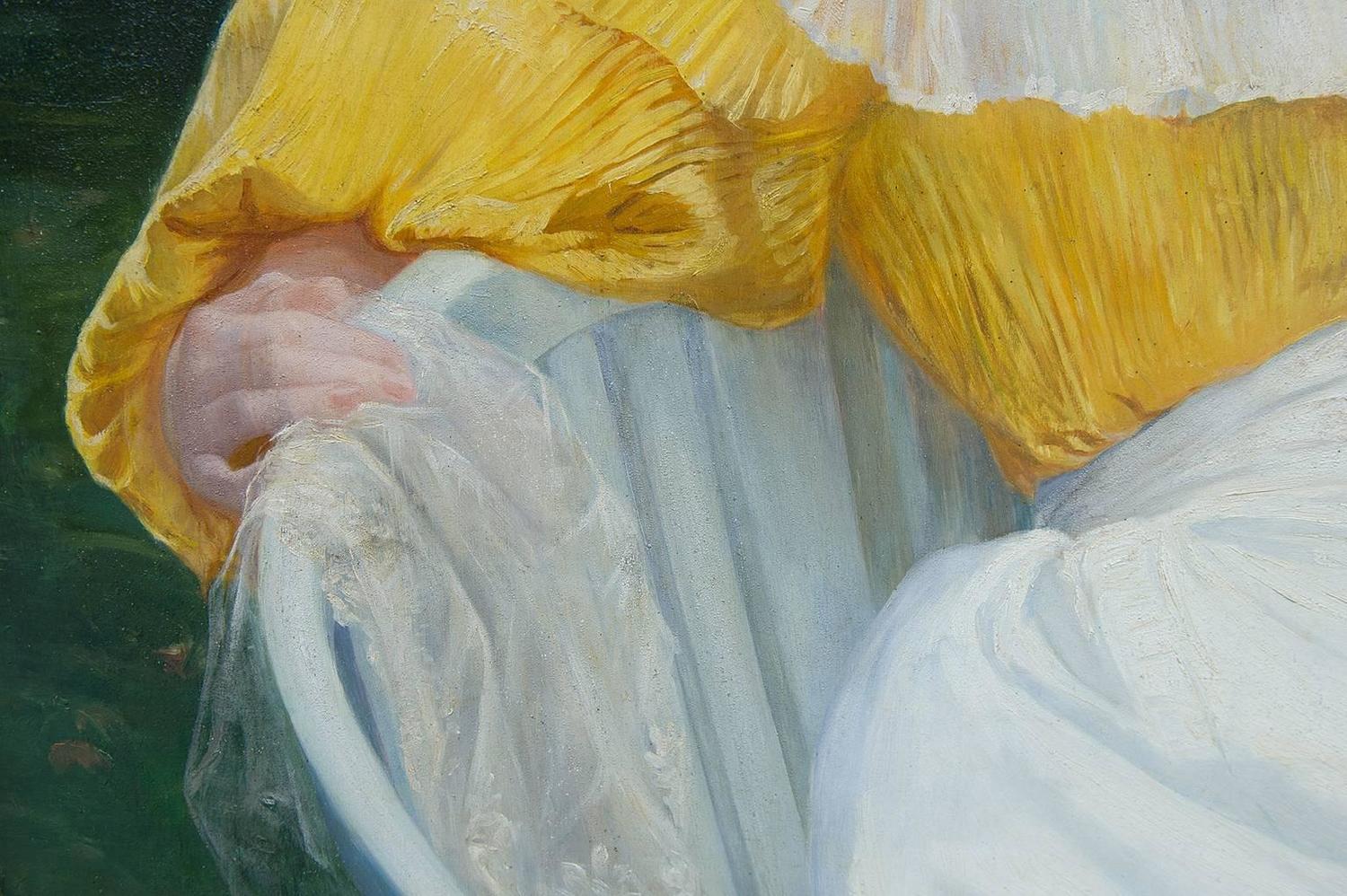 Lady in Yellow Dress Painting For Sale at 1stdibs