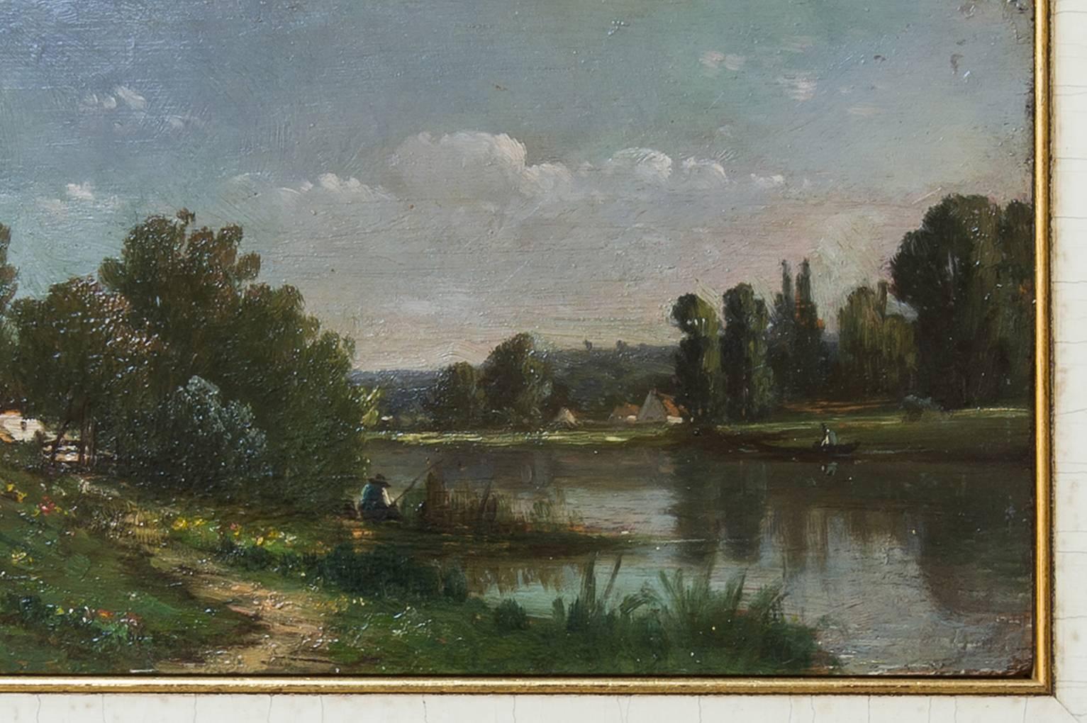 Romantic Countryside Landscape Old French Painting Like a Miniature