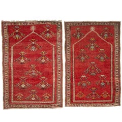  Paire de tapis de chevet anciens KIRSHEIR Prayer pour les côtés