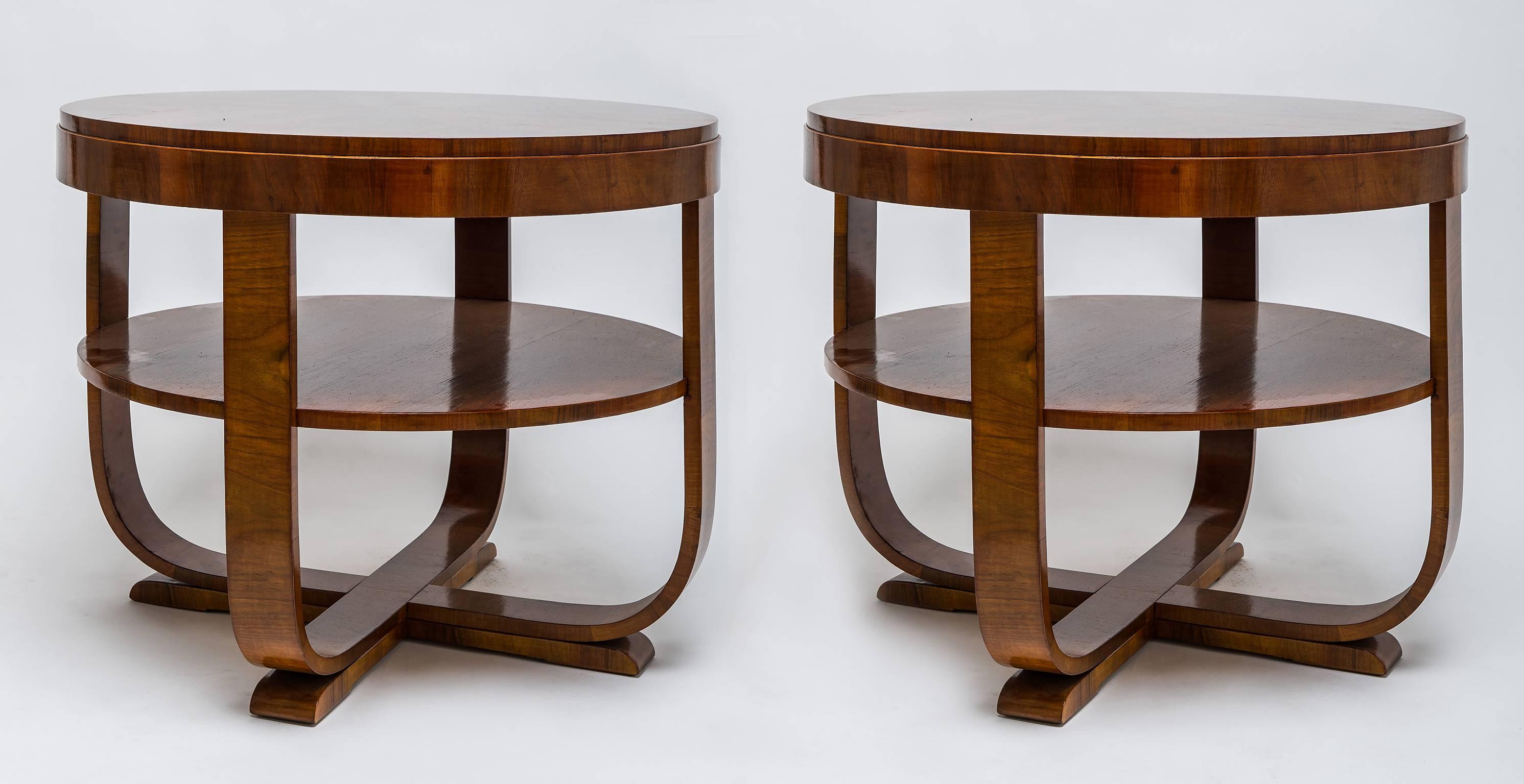 Art Deco Déco Side Tables, Pair