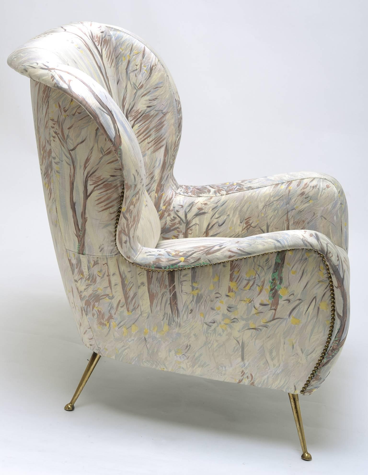 Italian Style of Marco Zanuso, circa 1950s, Armchair Lined in Vintage ISA Tissue For Sale