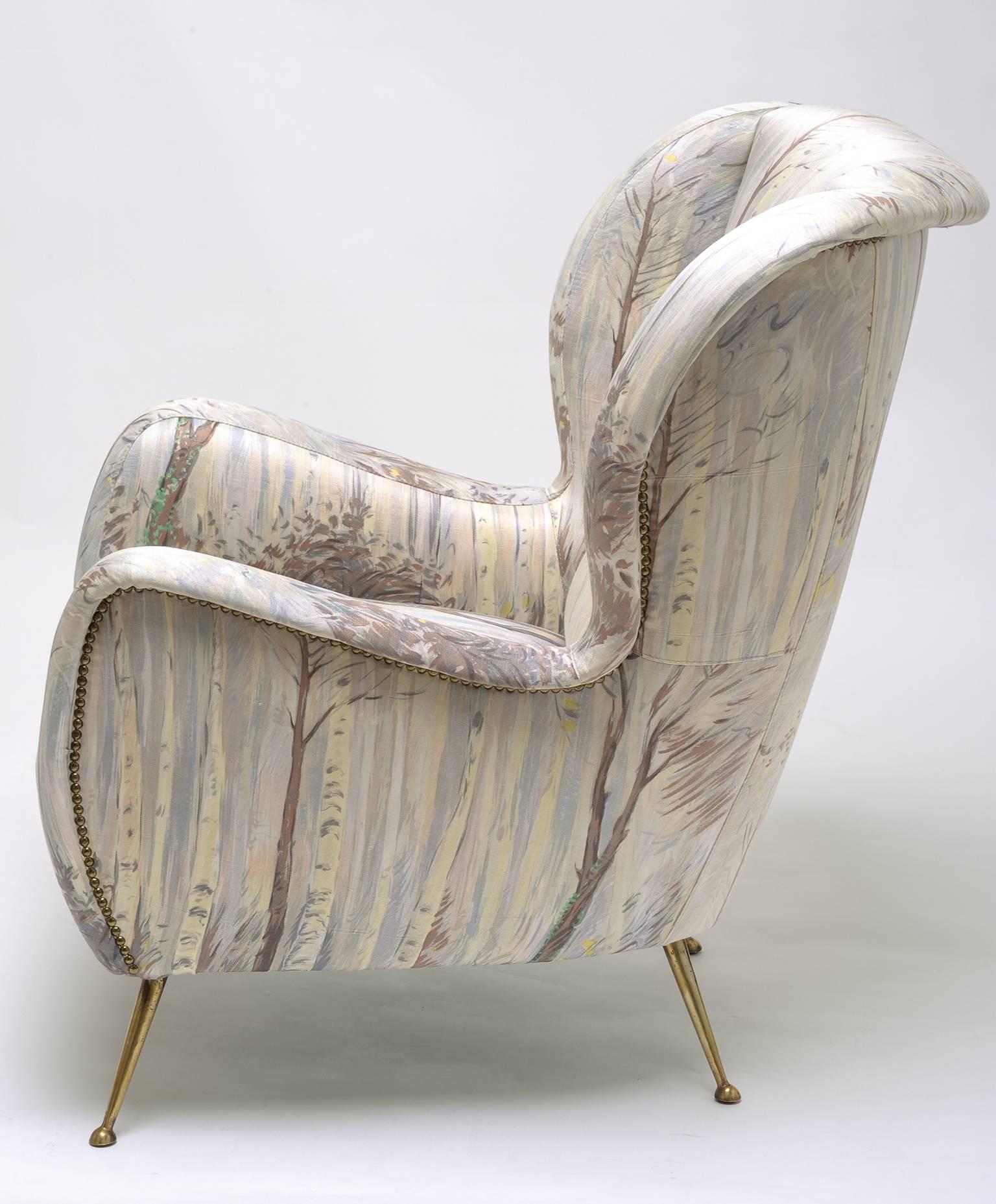 Style of Marco Zanuso, circa 1950s, Armchair Lined in Vintage ISA Tissue In Excellent Condition For Sale In Alessandria, Piemonte